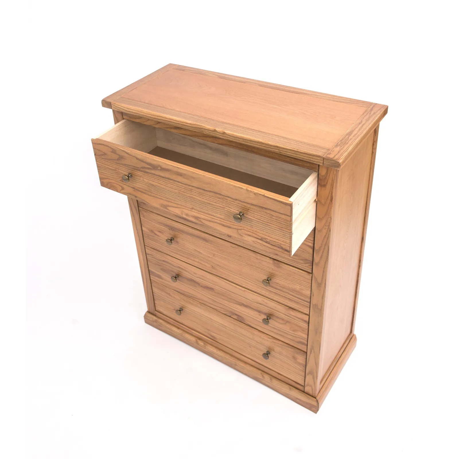 Cabinet Bits Salerno 5 Drawer Chest of Drawers Brass Knob in Natural 4