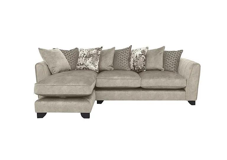 Mariah Fabric Scatter Back Left Hand Facing Chaise End Sofa with Brass Insert - Dapple Cream with Brass Insert