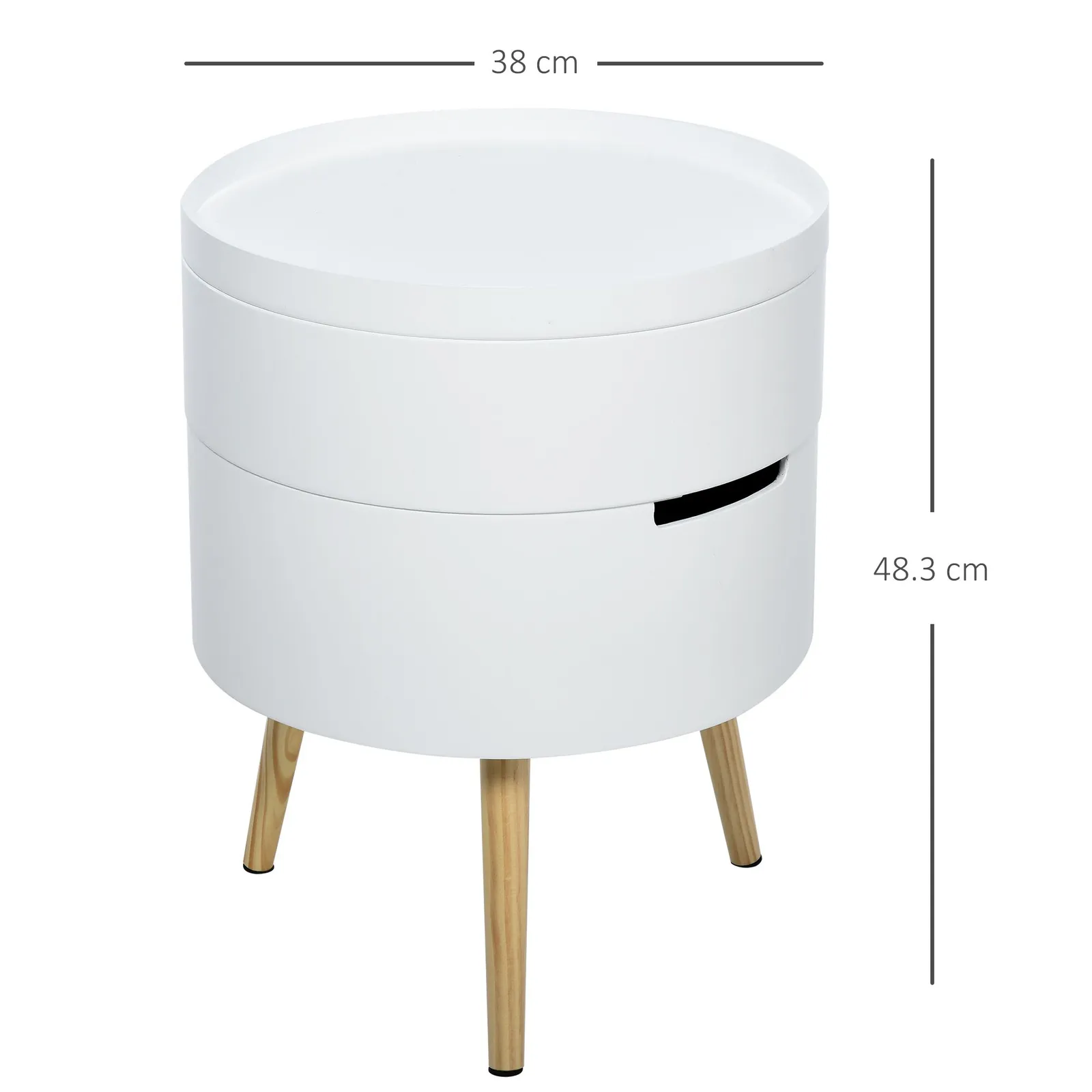 HOMCOM Side Coffee Table End Desk Night Stand Storage with Detachable Tray in White 3