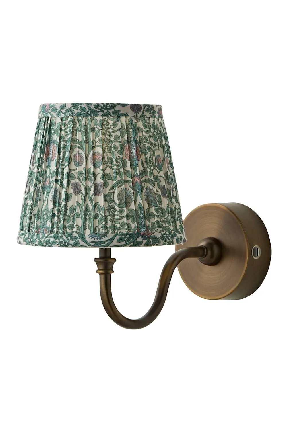 ValueLights Lowe Pair Floral Pleated Shade Metal Portable Rechargeable Wall Light in Light Green 6