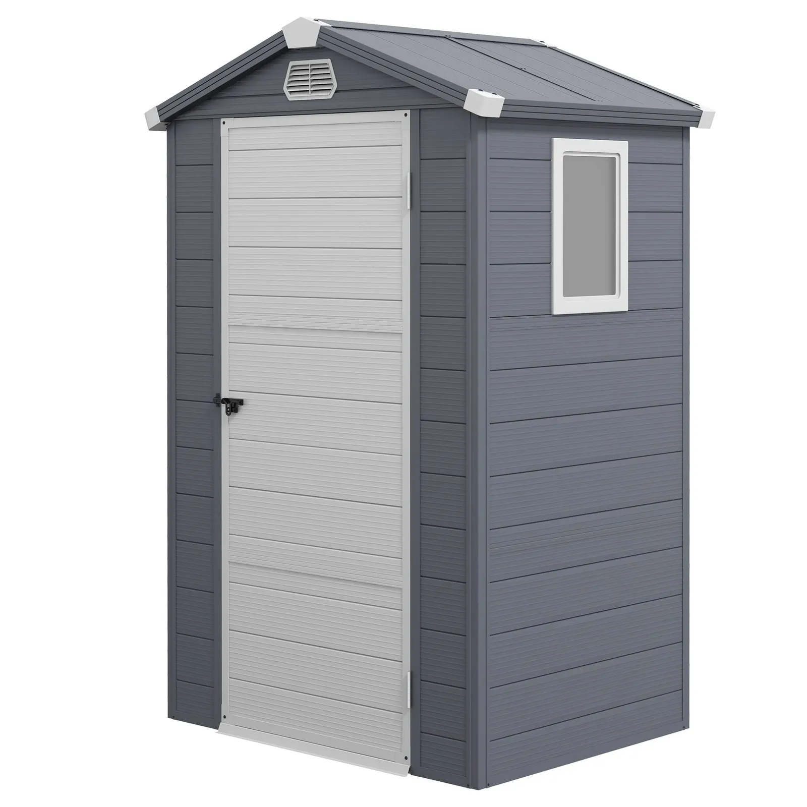 OUTSUNNY 4 x 3ft Garden Shed Storage with Foundation Kit & Vents in Dark Grey 2