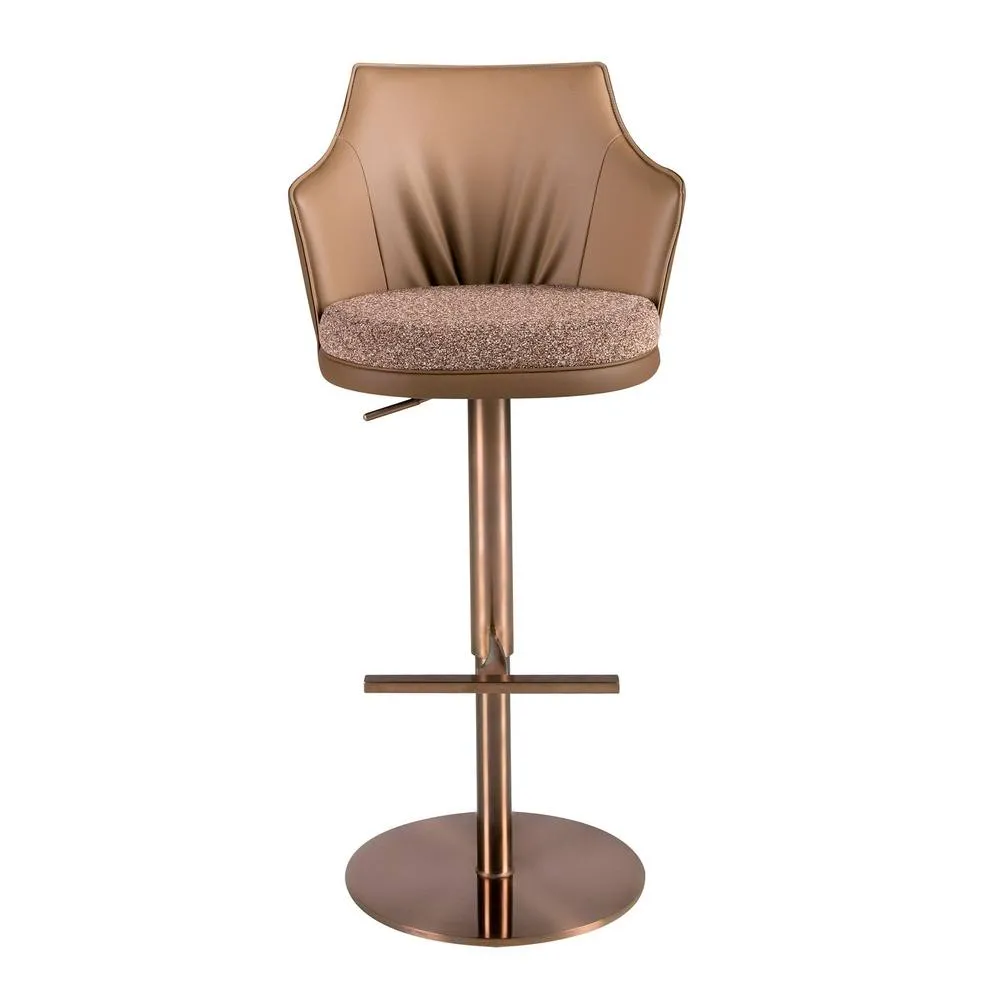 Angel Cerda Fabric Swivel Bar Stool with Leatherette Backrest in Brown 2