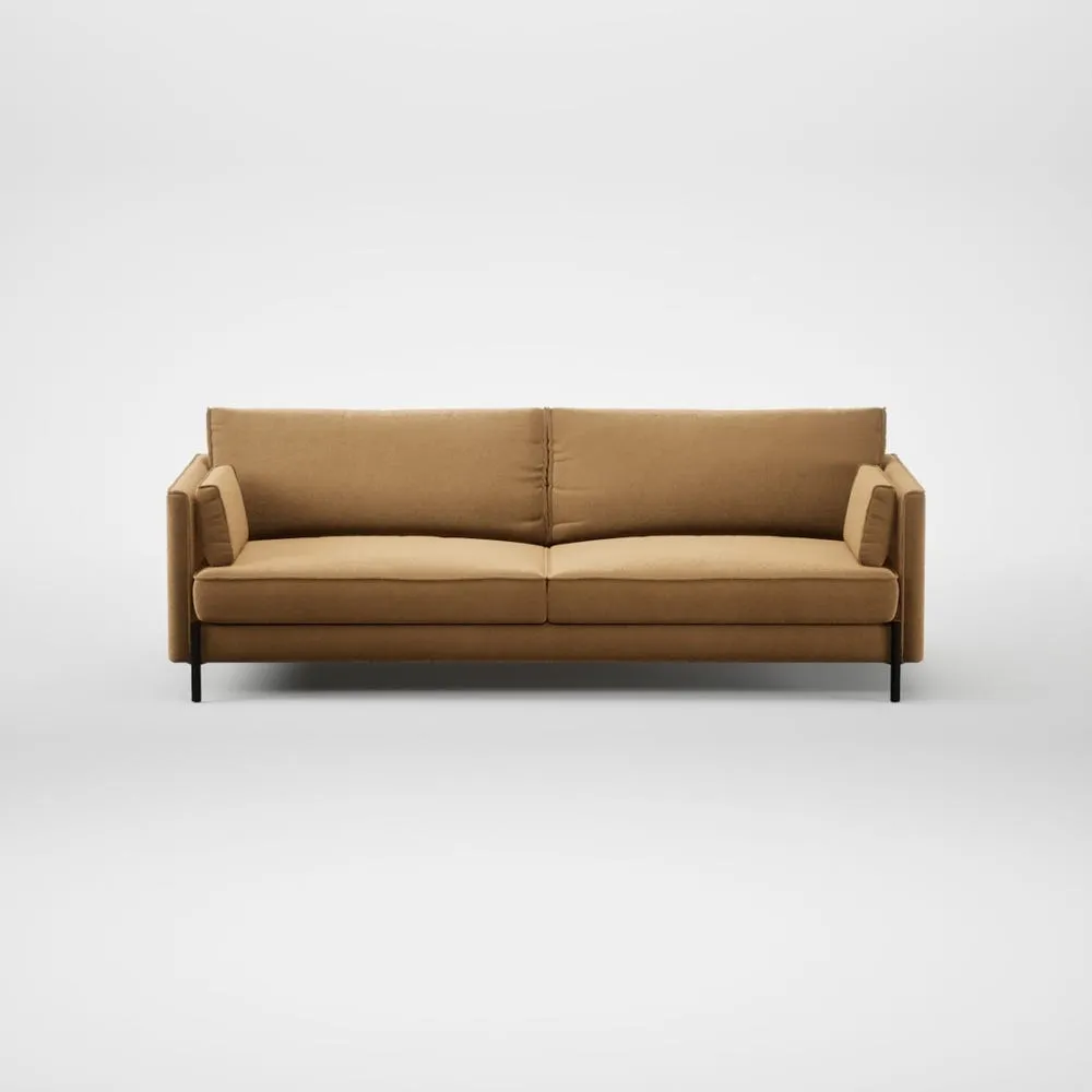 Heal's Tortona 4 Seater Sofa Wool Velvet Camel Black Feet 2