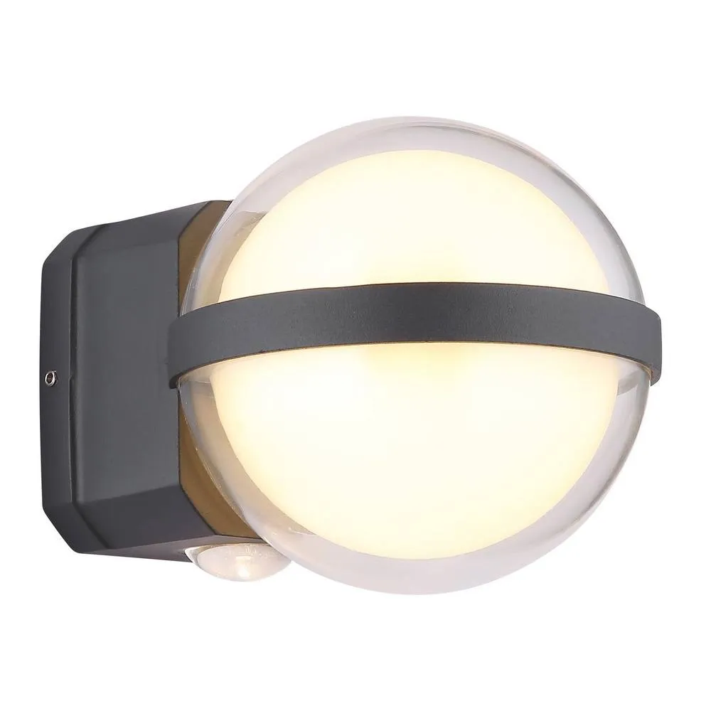 Netlighting Illi Outdoor Globe Wall Lamp Anthracite IP54 LED 3000K in Grey