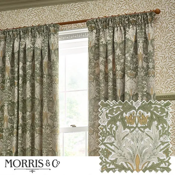 Morris & Co. Snakeshead Jacquard Pencil Pleat Curtains 3