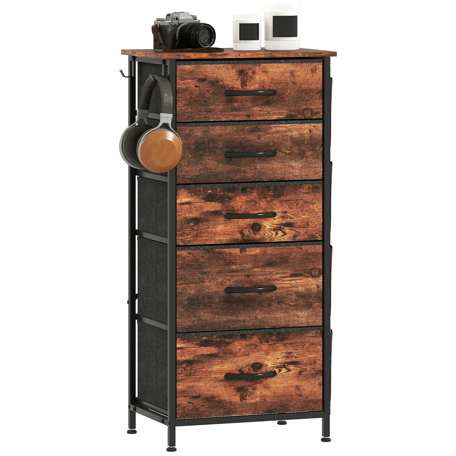 HOMCOM Fabric Chest of Drawers, Drawer Dresser for Bedroom in Brown 2