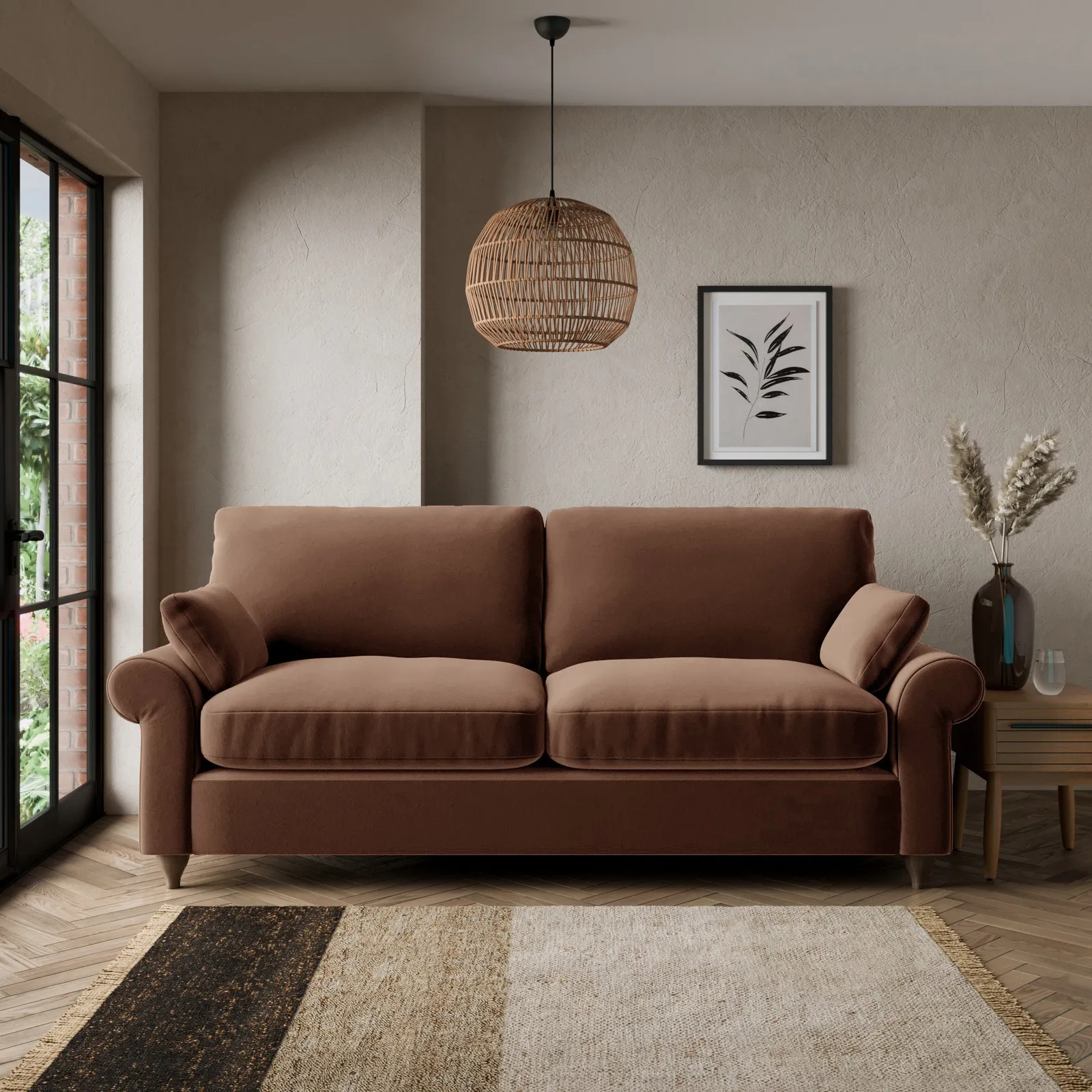 Salisbury Luxury Velvet 3 Seater Sofa Luxury Velvet Pinecone