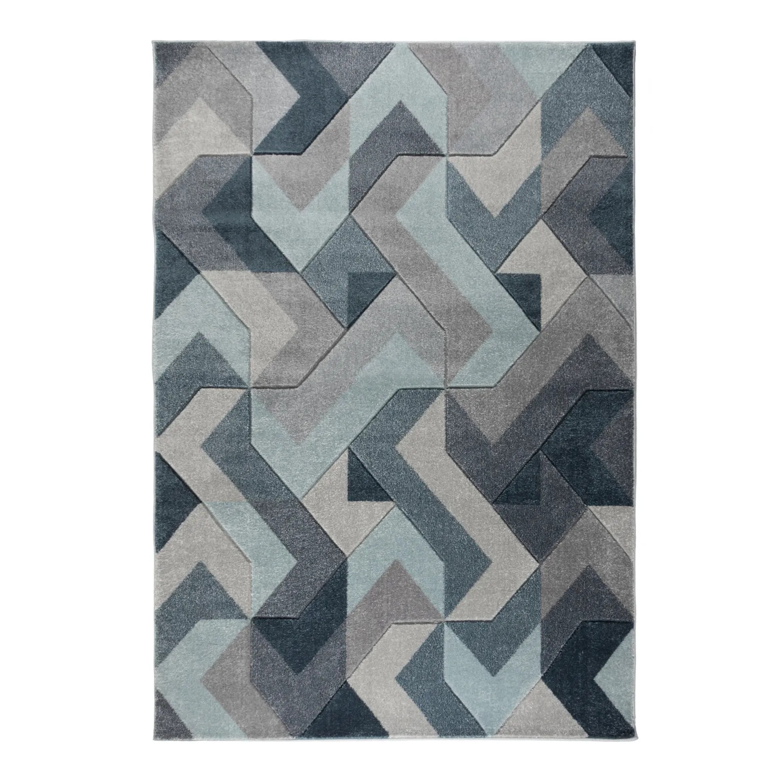 Hand Carved Aurora Geometric Rug Aurora Denim