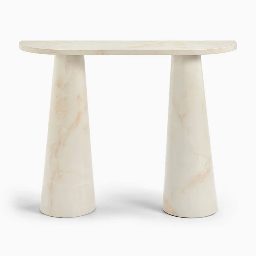 FurnitureboxUK Palma Marble Effect Console Table in Cream 3