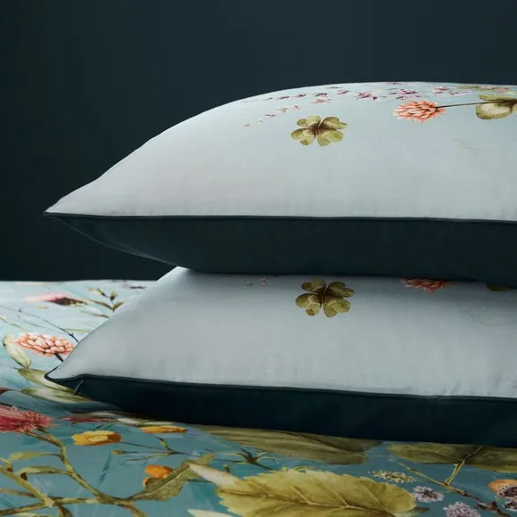 Dorma Meadow Breeze Blue 100% Cotton Standard Pillowcase Pair 2