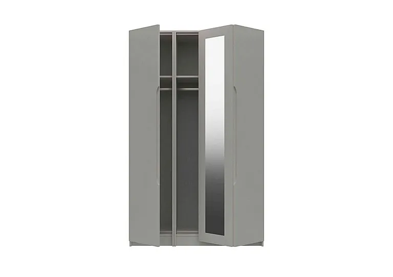 St Pancras 3 Door Bifold Wardrobe with Mirror - Light Grey