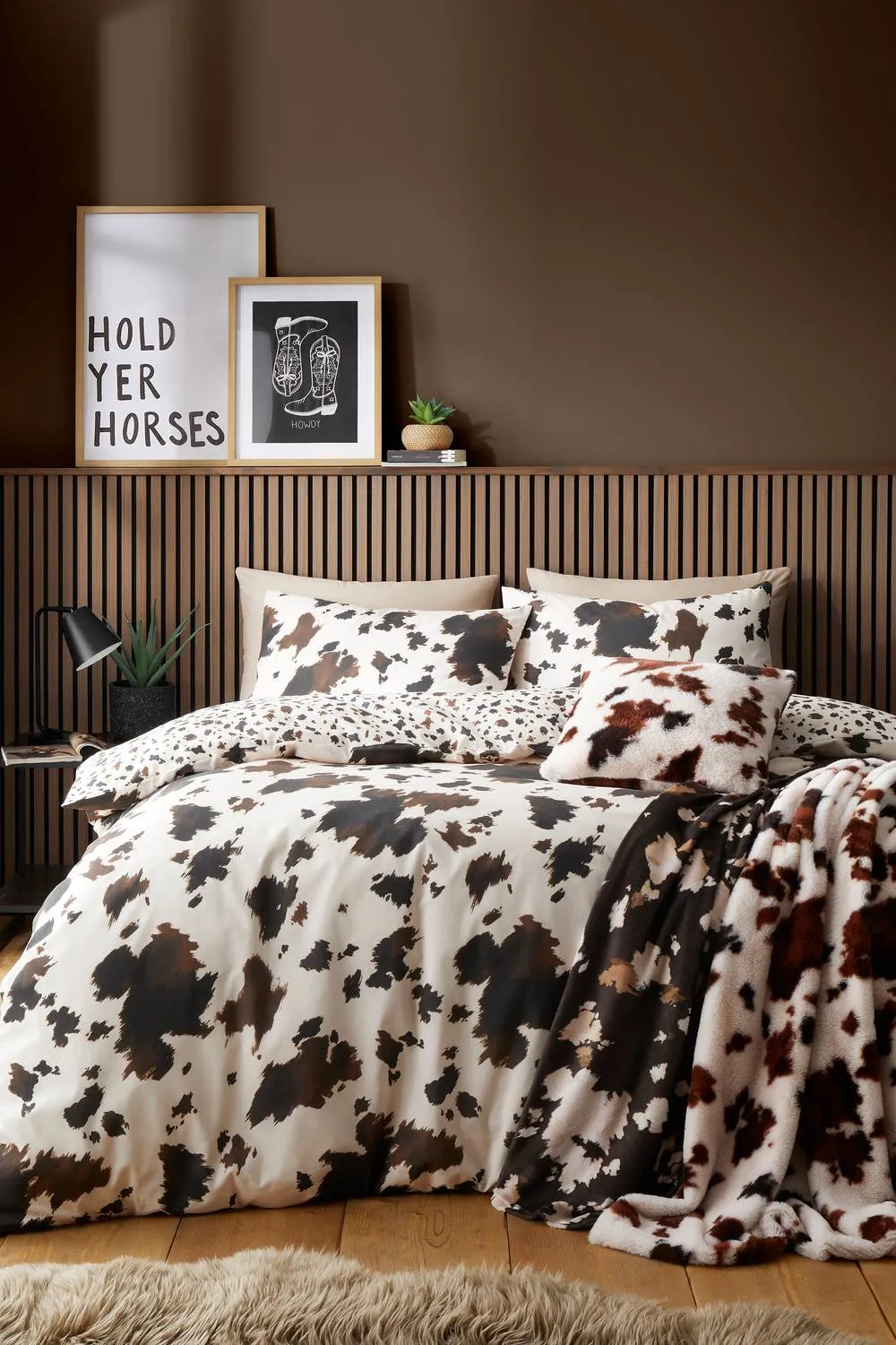 Fusion 'Cow Print' Faux Fur Filled Cushion in Natural 3