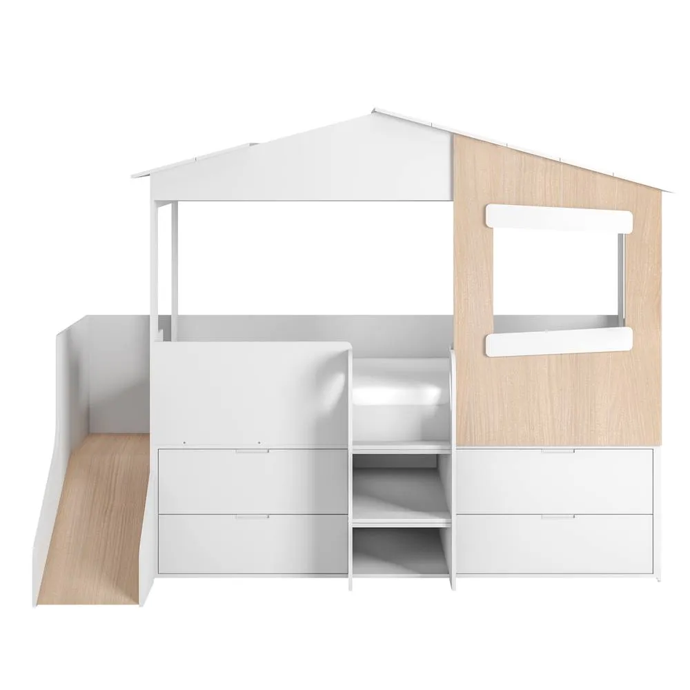 Flair Dreamland House Midsleeper with Slide & Storage in White 6