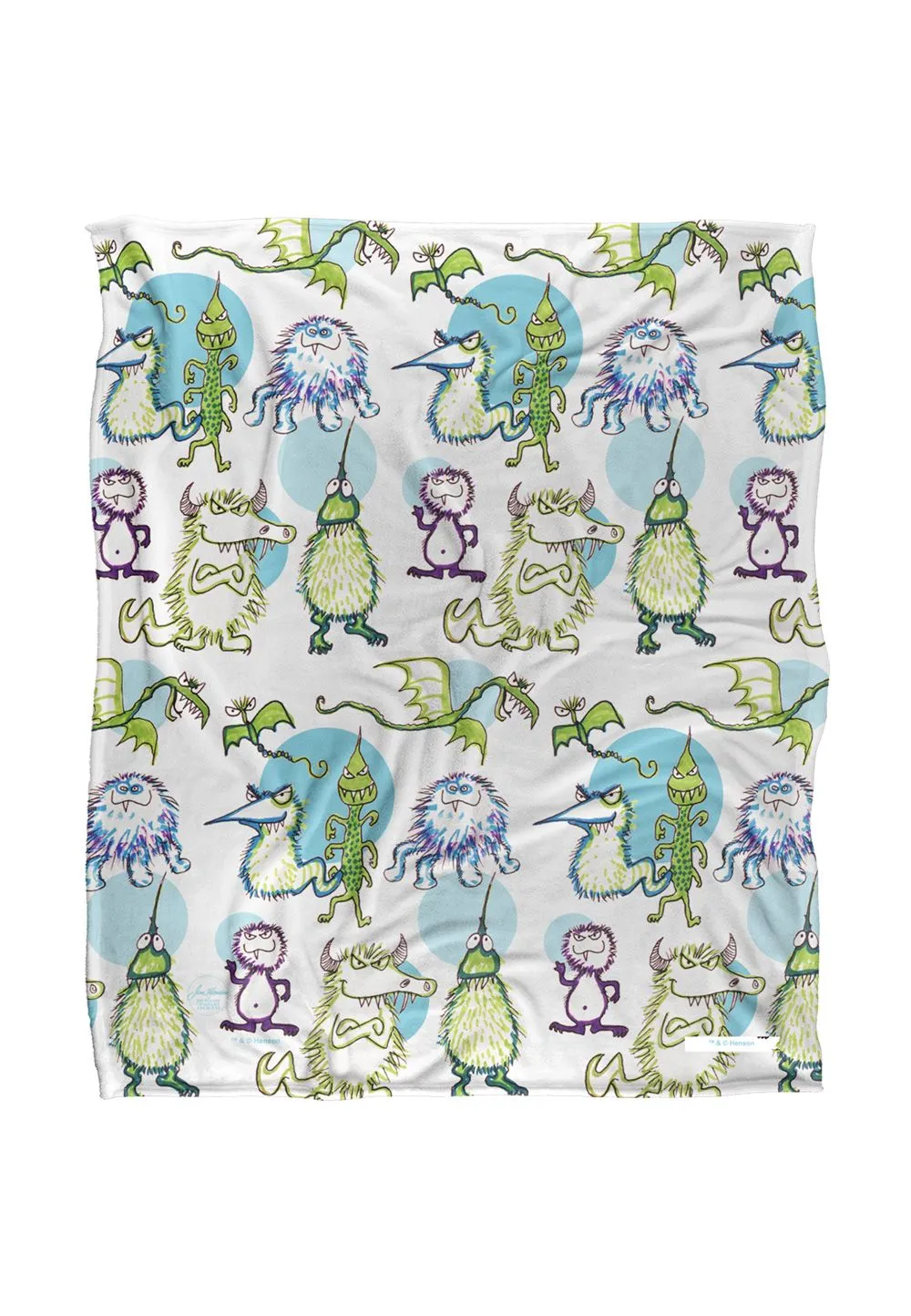 Jim Henson Signature Collection Monster Doodles Silky Touch Super Soft Throw Blanket 152 X 127 cm in White