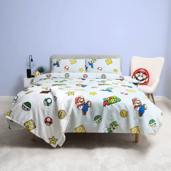 Super Mario Character Grey Duvet Cover & Pillowcase Set 1