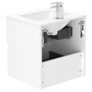 Newland White Basin Suspended Double Drawer Unit - 500mm 2