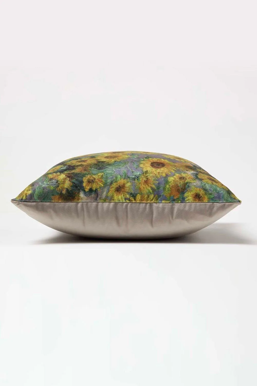 Homescapes Van Gogh Sunflowers Filled Velvet Cushion 46 x 46 cm in Taupe 4