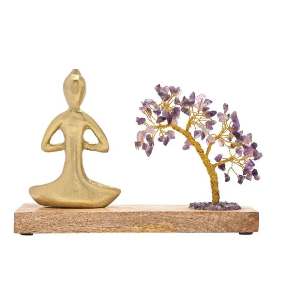 Serenity Amethyst Gemstone Tree and Yoga Ornament 2