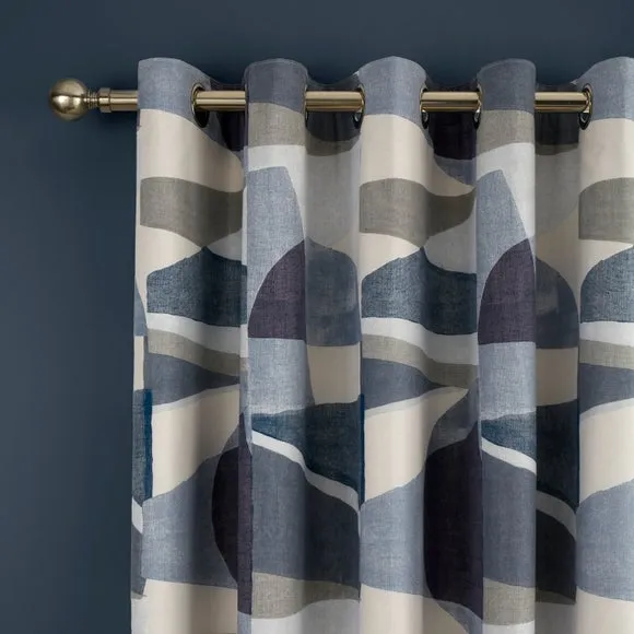 Bronte Geo Polycotton Blackout Eyelet Curtains