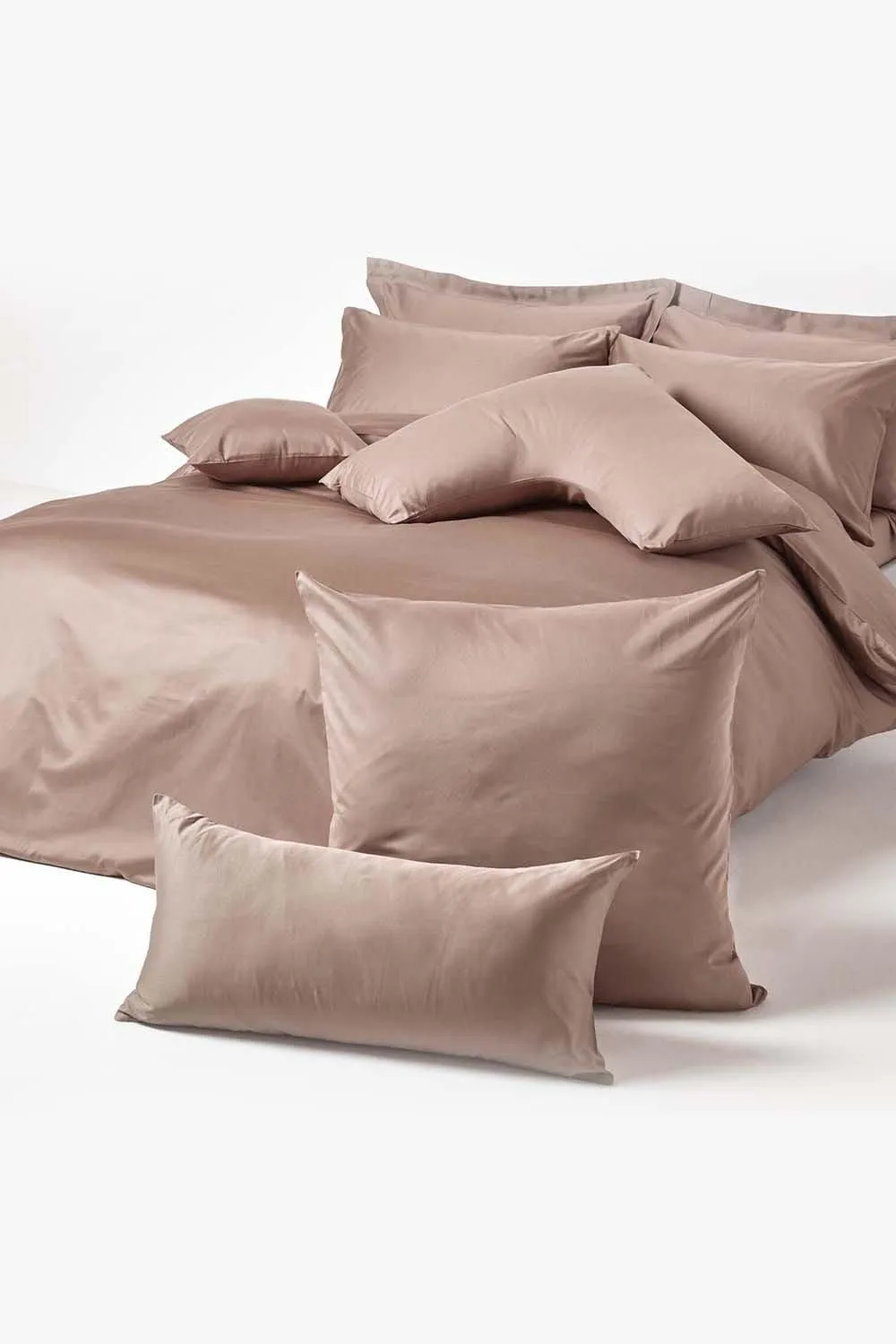 Homescapes Duck Egg Blue Sateen Cotton Oxford Pillowcase 400 TC in Brown 5
