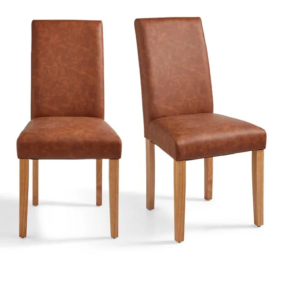 Hugo Set of 2 Dining Chairs, Distressed Faux Leather 5