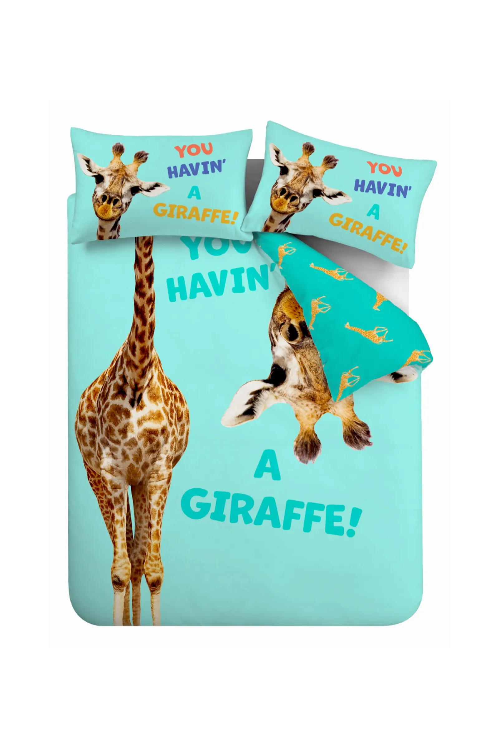 Catherine Lansfield 'Havin A Giraffe' Reversible Duvet Cover Set in Aqua 6