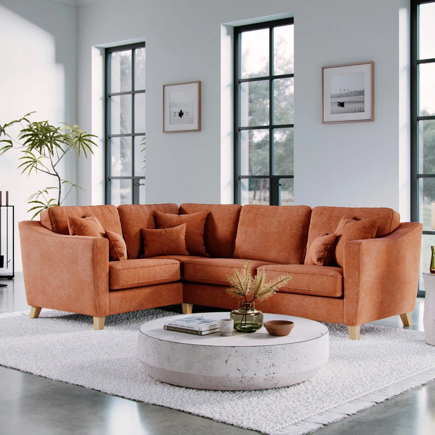 The Great Sofa Company Jackson Right Hand Facing Chenille Corner Sofa in Terracotta 1