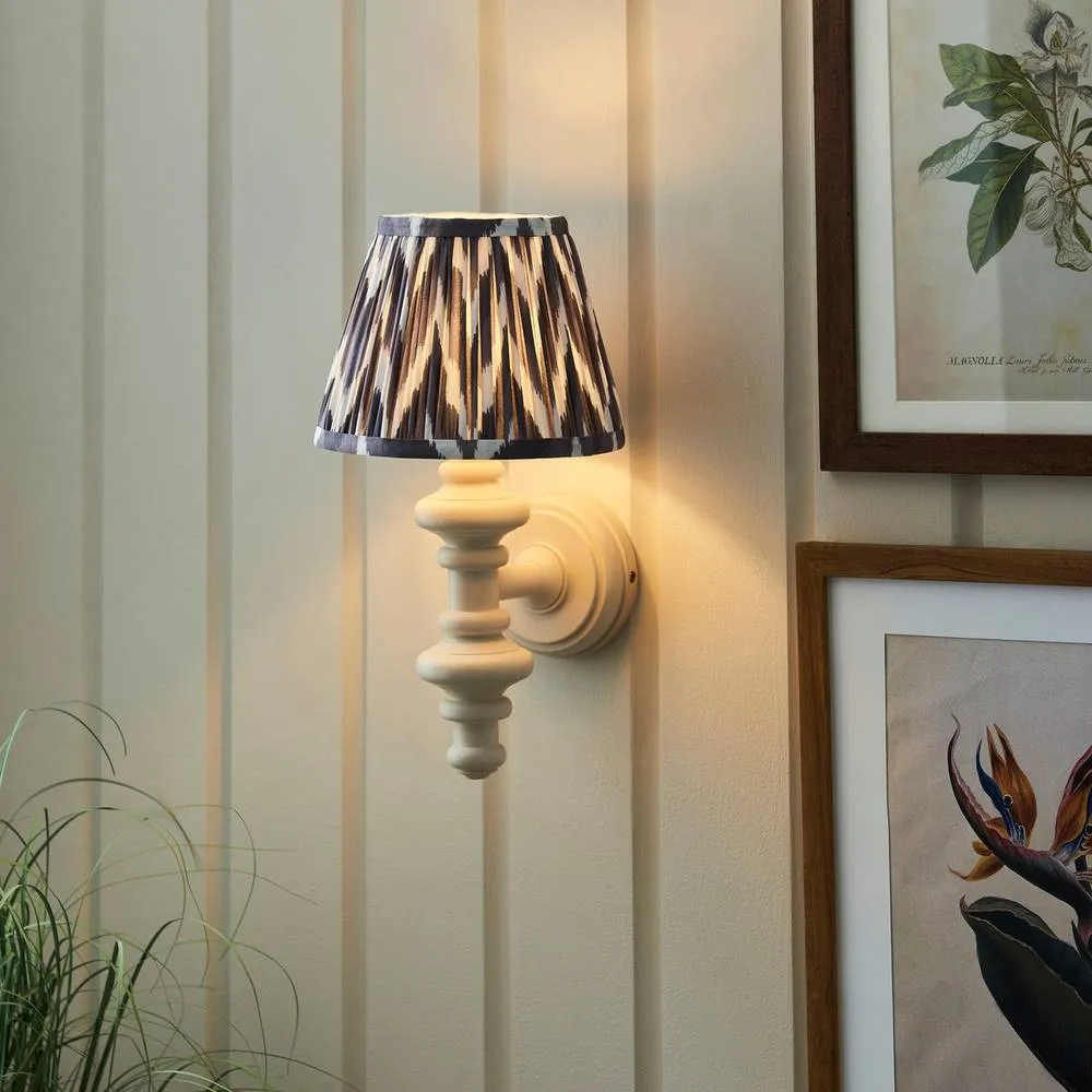 Netlighting Carnaby Almond White Wall Light Grey Fabric Zigzag Shade 20cm B22 2