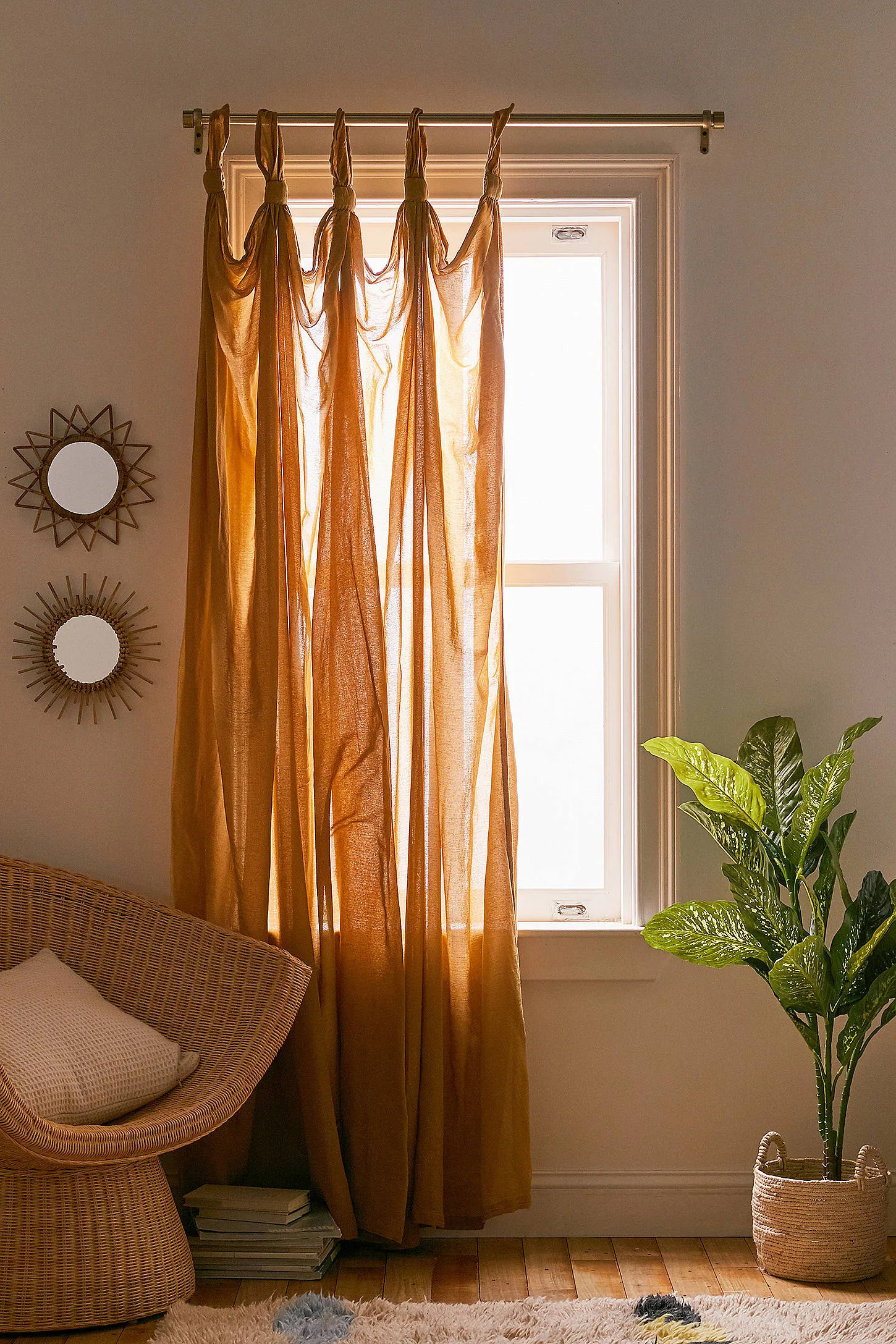 Honey Knotted Panel Curtain - Orange