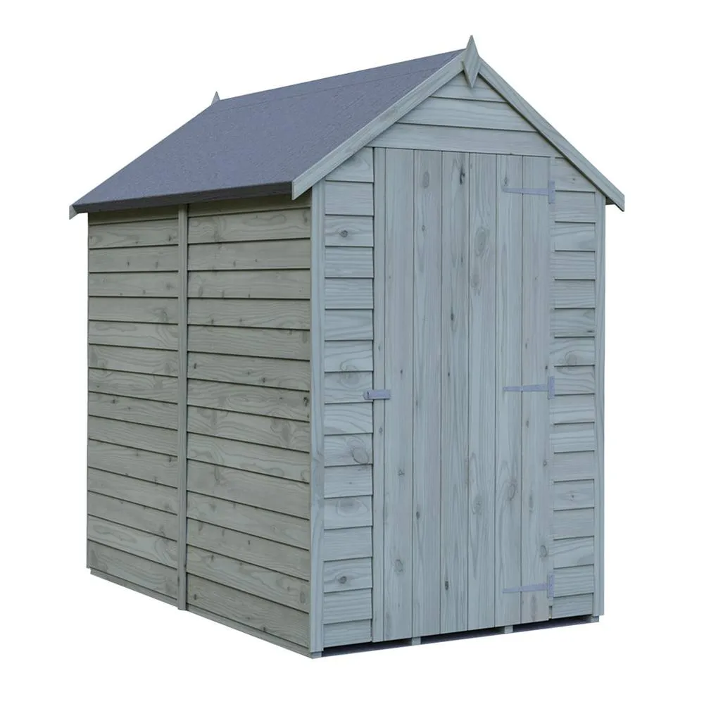 Shires Overlap 6 x 4 Feet Pressure Treated Value Range Shed Single Door in Grey