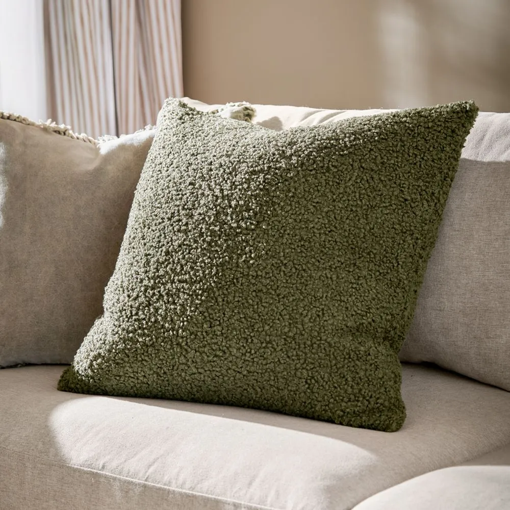 Yard Cabu Chunky Boucle Cushion Khaki, Green