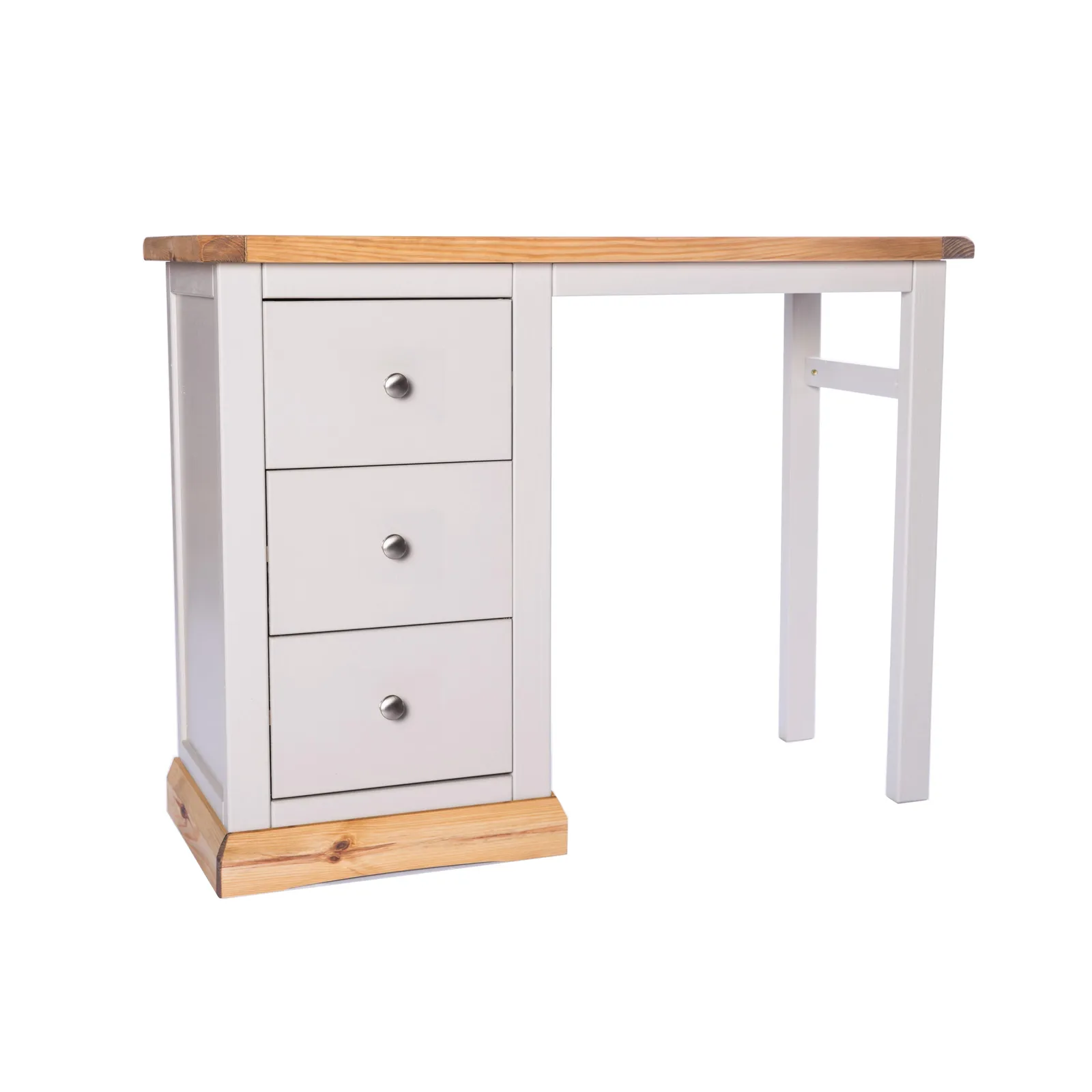 Cabinet Bits Bomporto 3 Drawer Dressing Table Set Chrome Knob in Light Grey 2
