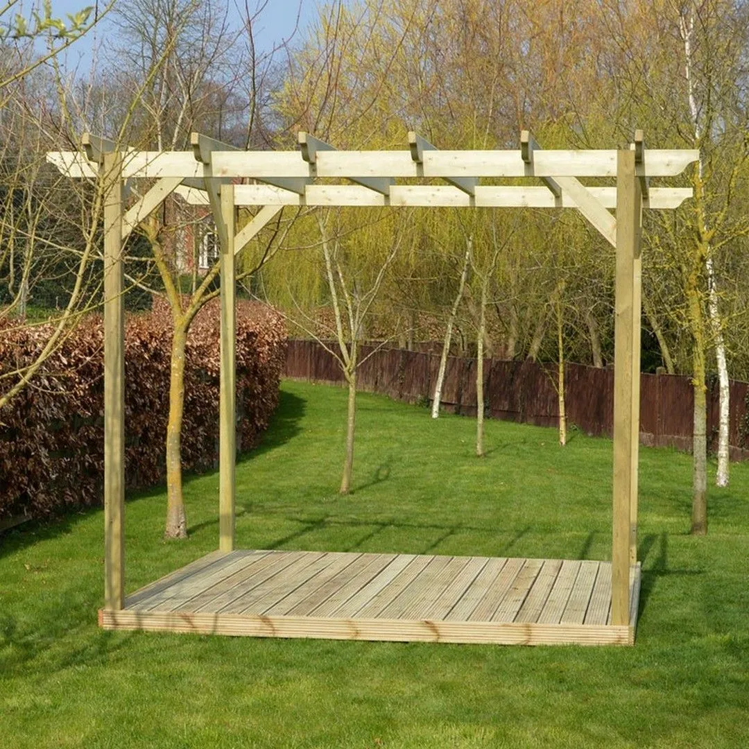Rutland County Garden Furniture Ltd Garden Pergola & Decking Kit, Wood, L480 x W480 cm, Light Green 5
