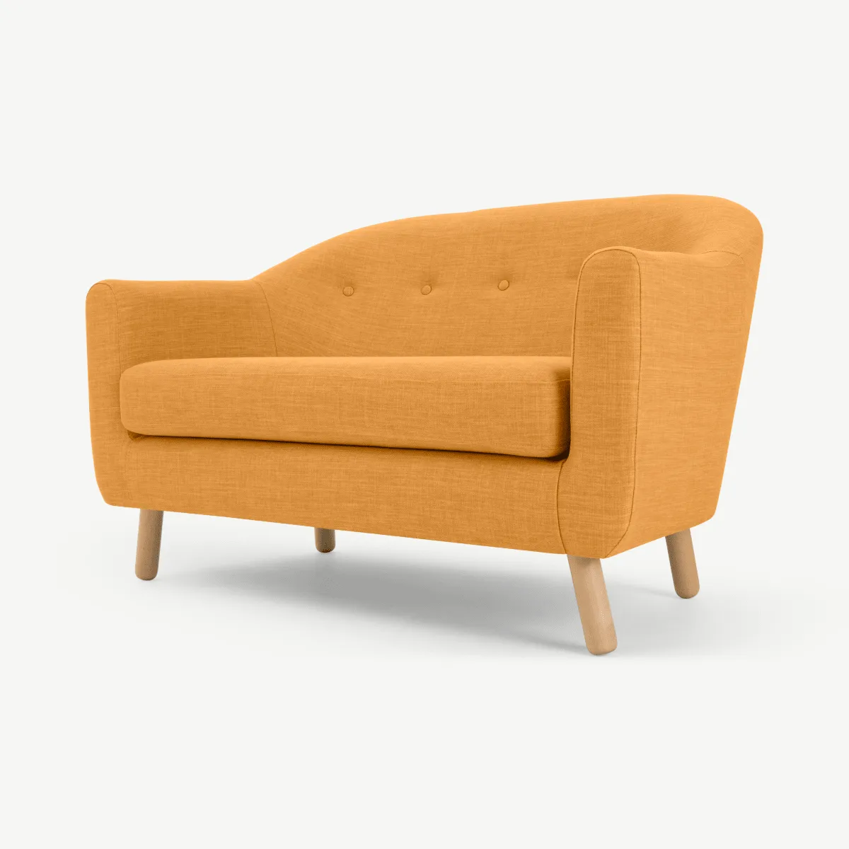 Lottie 2 Seater Sofa, Honey Yellow Fabric