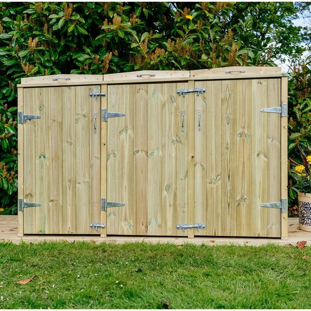 Buttercup Farm Shireburn Bin Store, Fits 1x 180L/240L Wheelie Bins & 4x Boxes in Brown 2