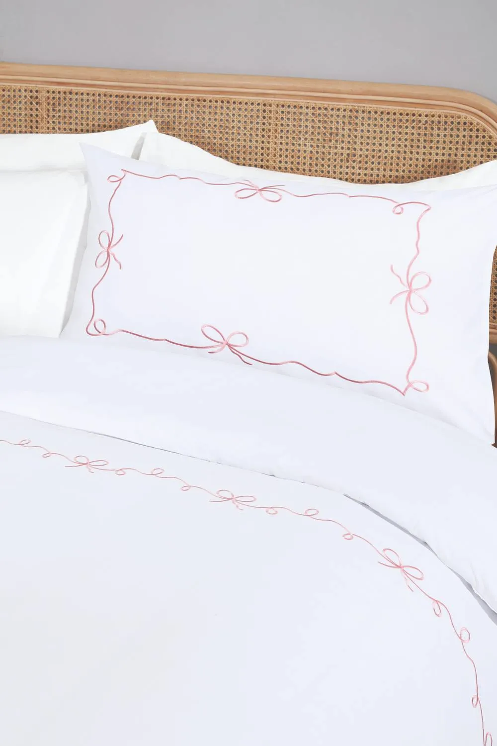 Rapport Home Embroidered Bows Polycotton Duvet Cover Set with Pillowcase 2