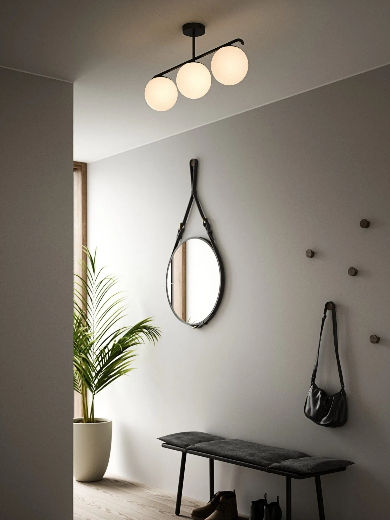 Nordlux Grant Ceiling Light Black Glass Hallway E14 Mains 15cm 3