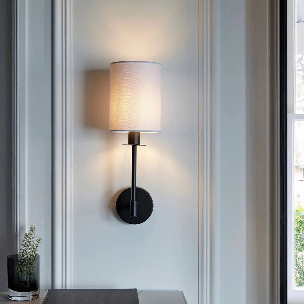 Netlighting Sancerre Wall Lamp with Shade Matt Black Vintage White Fabric 1x E14 4