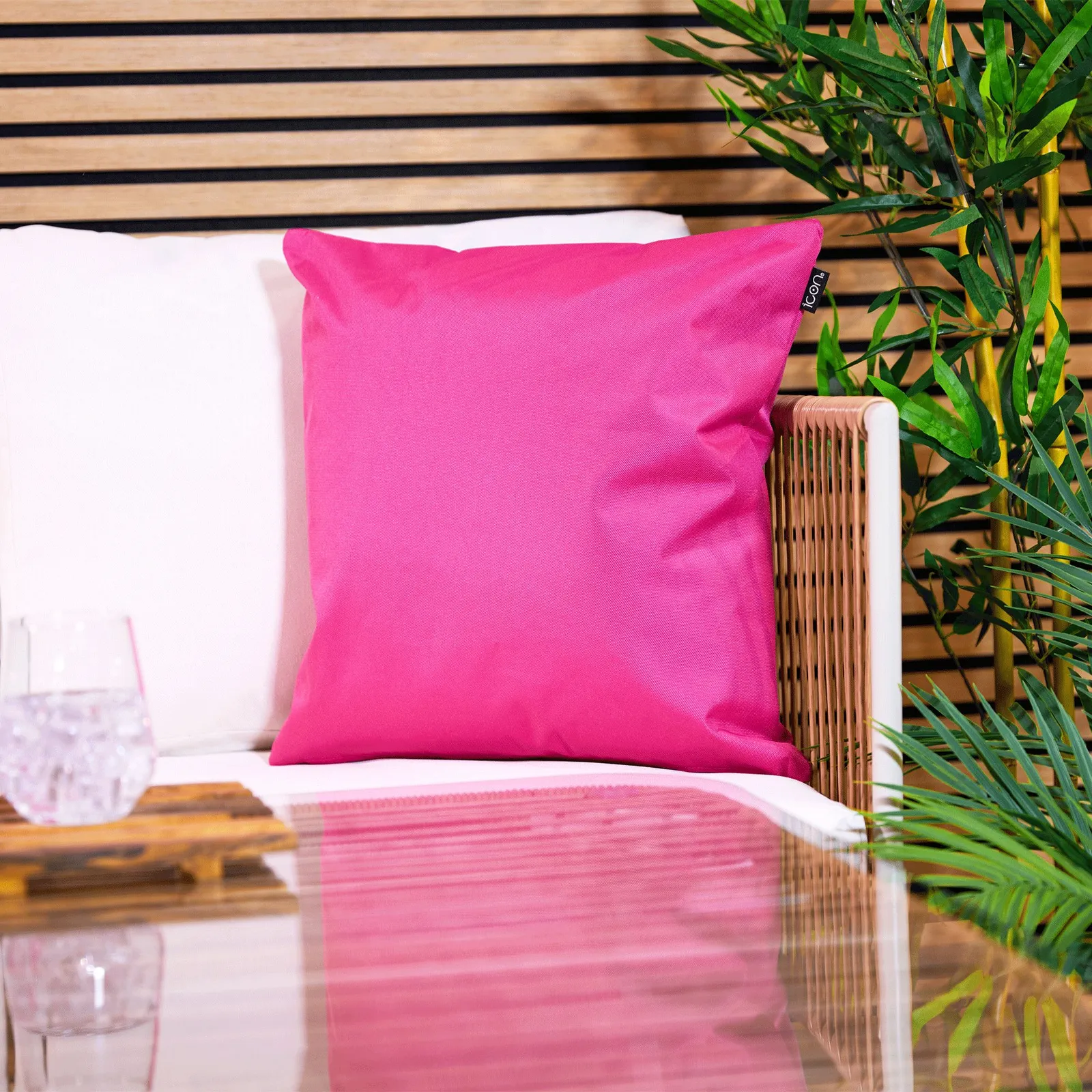icon Indoor & Outdoor Outdoor Print Waterproof Cushion, Lime Green in Pink
