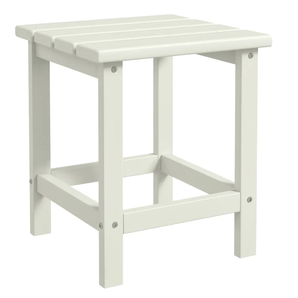 OUTSUNNY Square Coffee Table, HDPE Side Table for Porch, Garden, White 2