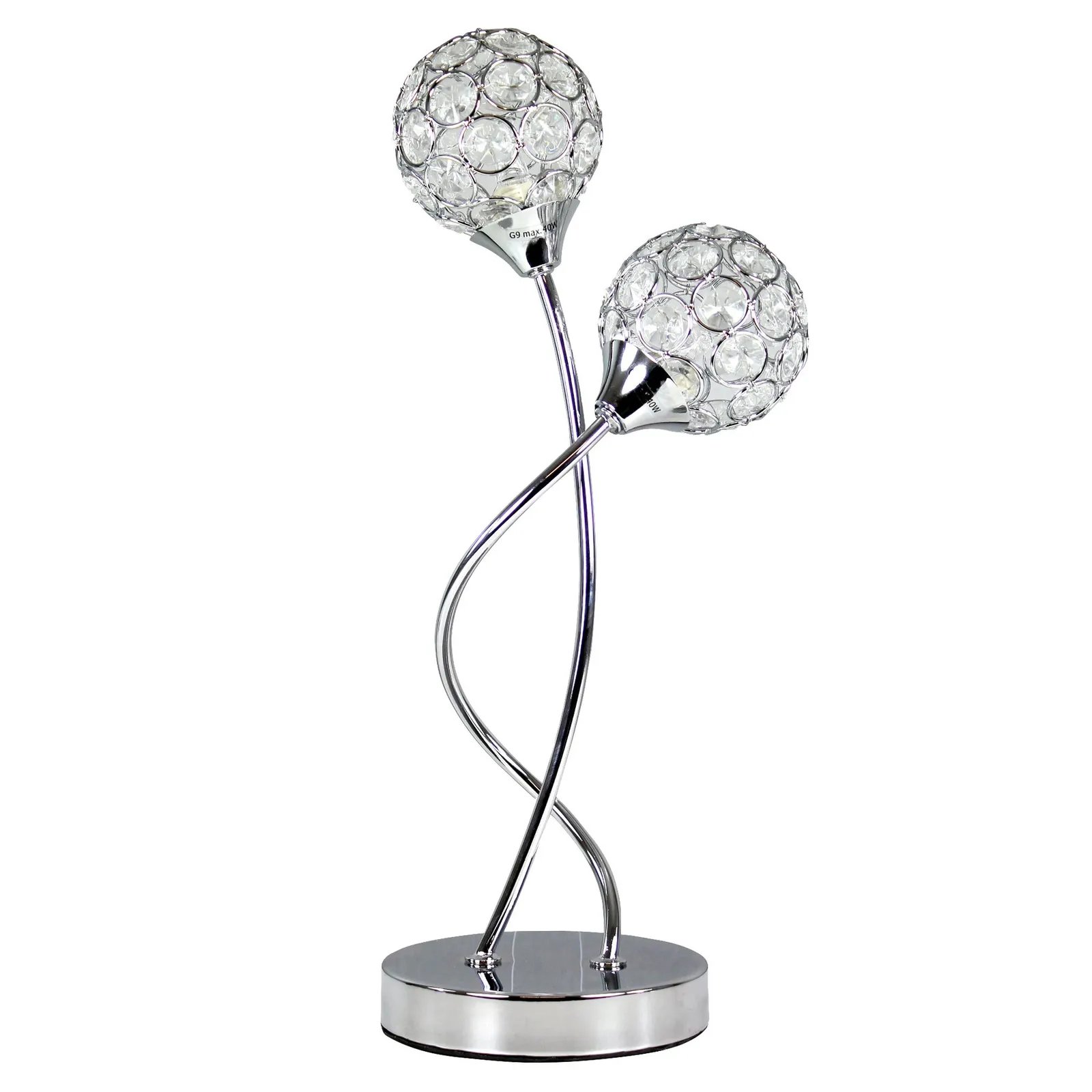 Sphere 2 Light Glass Table Lamp Silver
