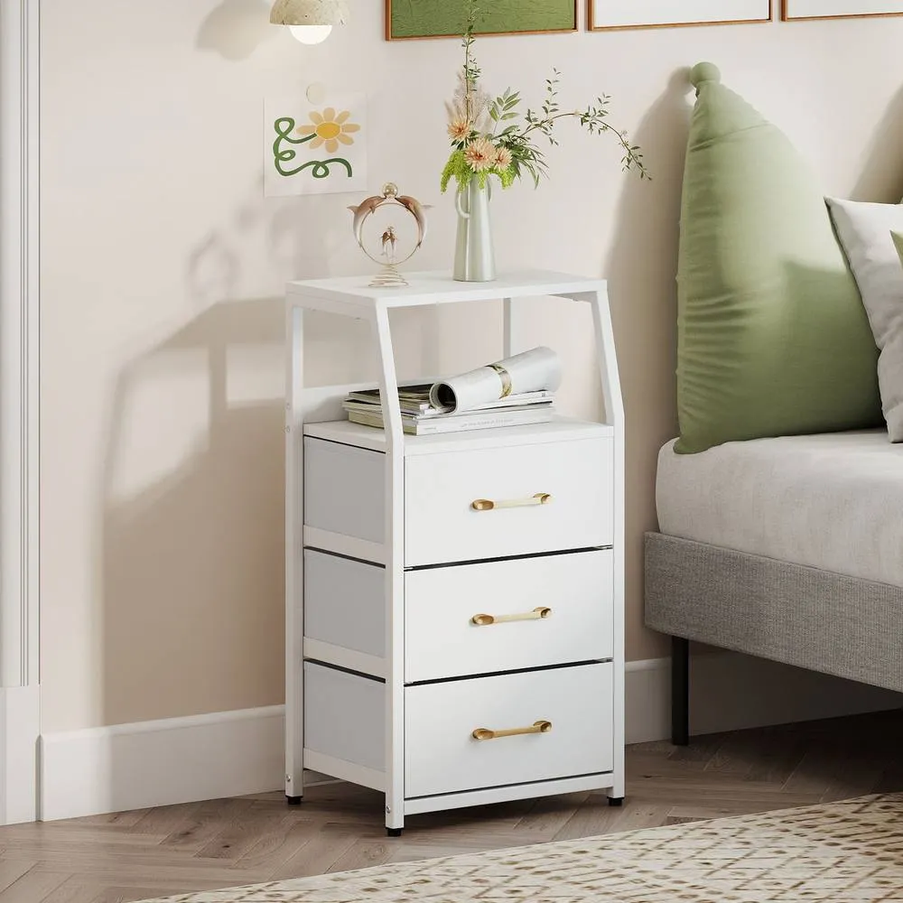 Costway 3-Drawer Storage Cabinet Vertical Storage Dresser w/Detachable Drawers in White 3