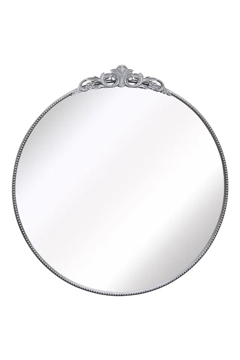 MirrorOutlet Silver Metal Framed Round Decorative Wall Mirror 39" X 39" 100x100CM 3