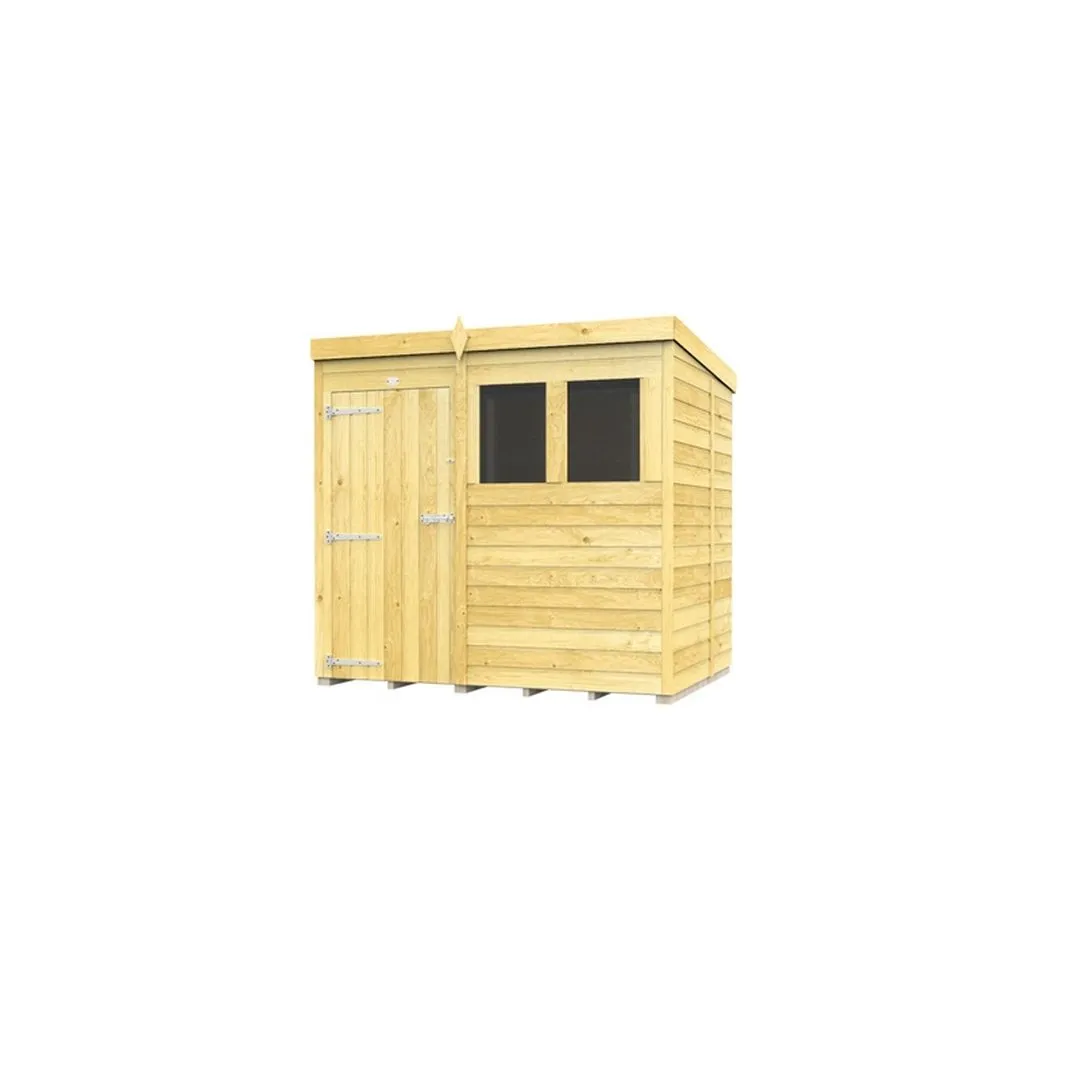 Buttercup Farm 7 x 5 Feet Pent Shed - Single Door W/ Windows - L147 x W214 x H201 cm in Brown 2