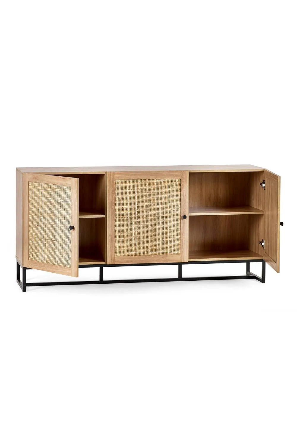 Julian Bowen Padstow Rattan 3 Door Sideboard in Light Oak 3