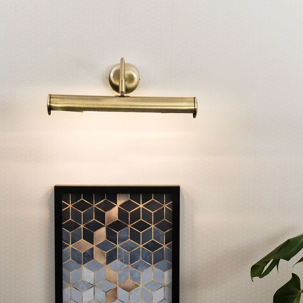 ValueLights Gemini Pair of Antique Brass Indoor Wall Picture Lights in Gold