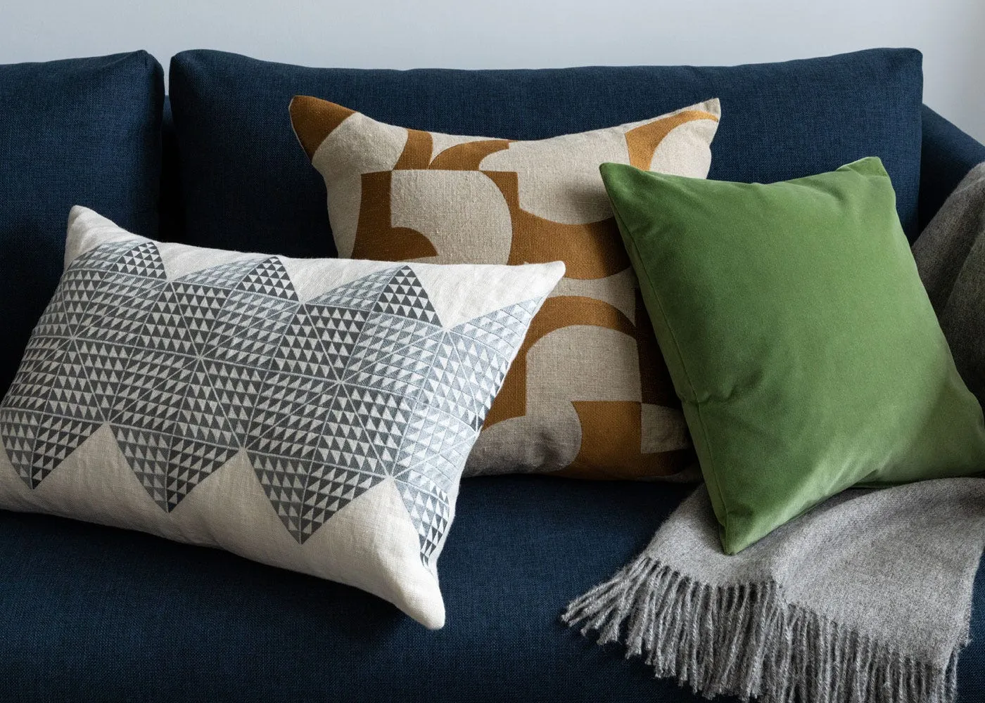 Heal's Velvet Cushions Sage Green 35 x 55cm 2