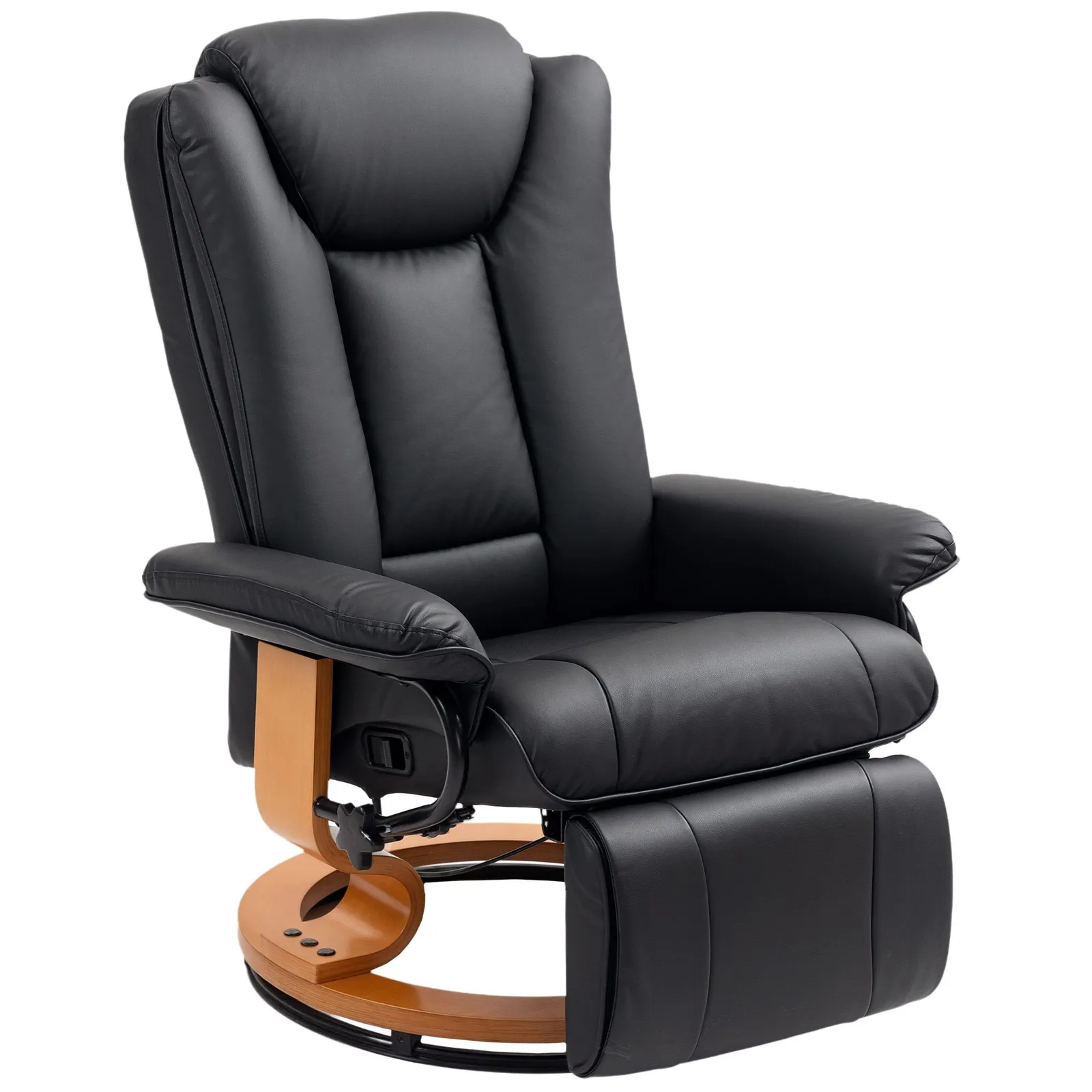 HOMCOM PU Leather Reclining Armchair with Footrest for Living Room in Black 2
