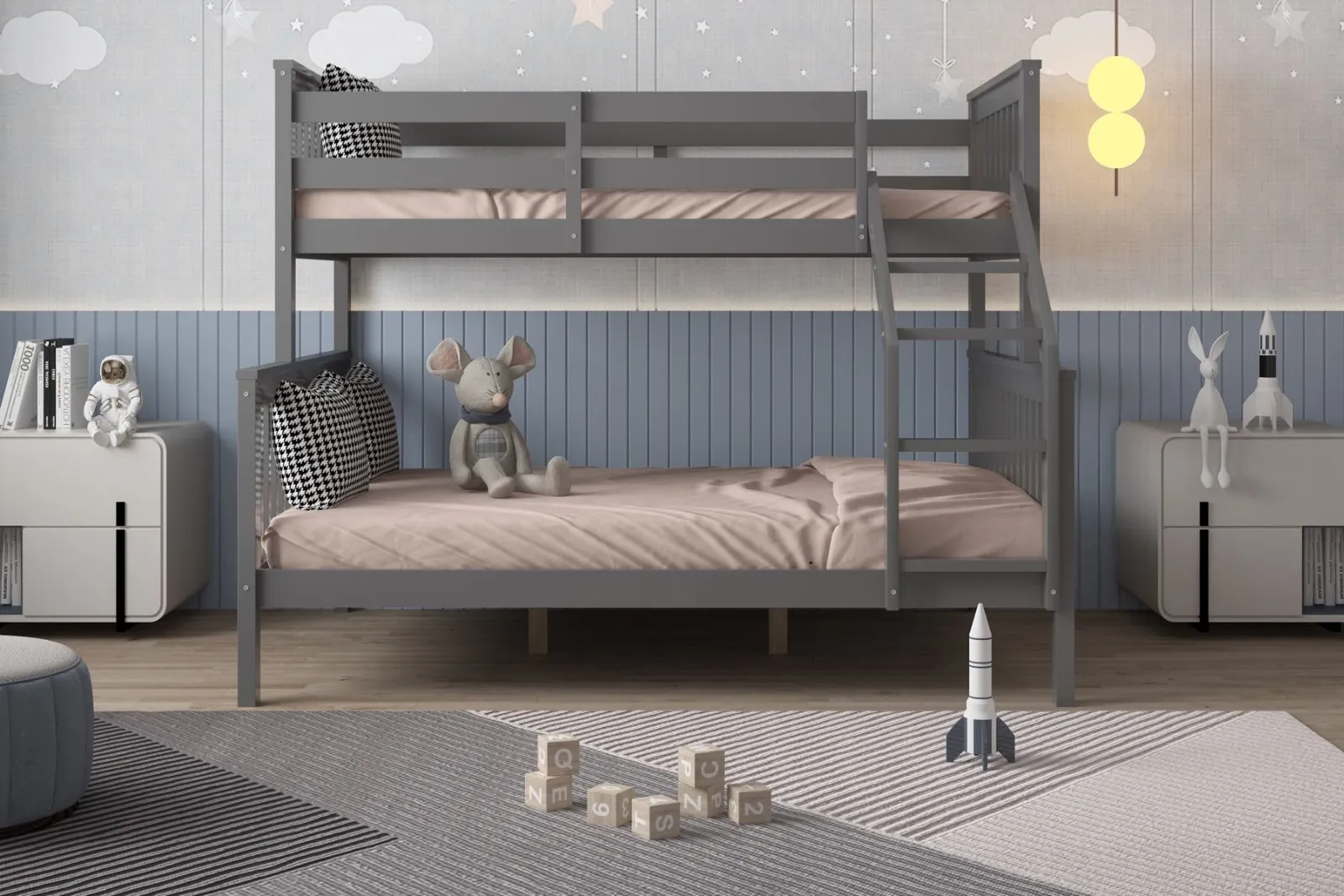 Flair Zoom Wooden Triple Bunk Bed in Grey 2