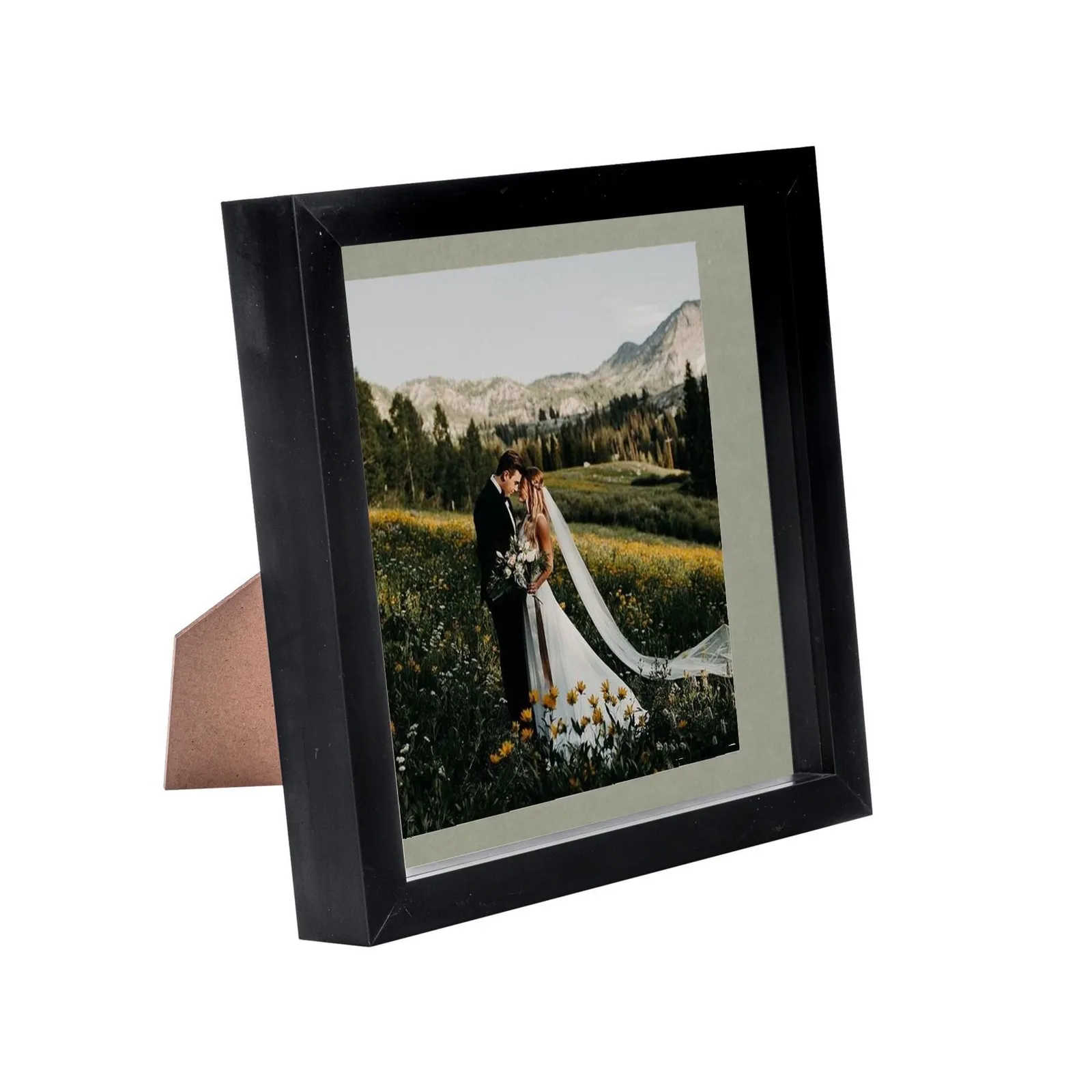 Nicola Spring 3D Box Photo Frame - 8 x 8" with 6 x 6" Mount - Black Mount 1